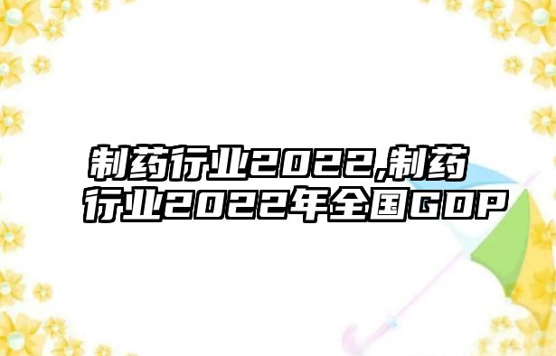 制藥行業(yè)2022,制藥行業(yè)2022年全國GDP