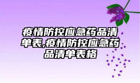 疫情防控應急藥品清單表,疫情防控應急藥品清單表格