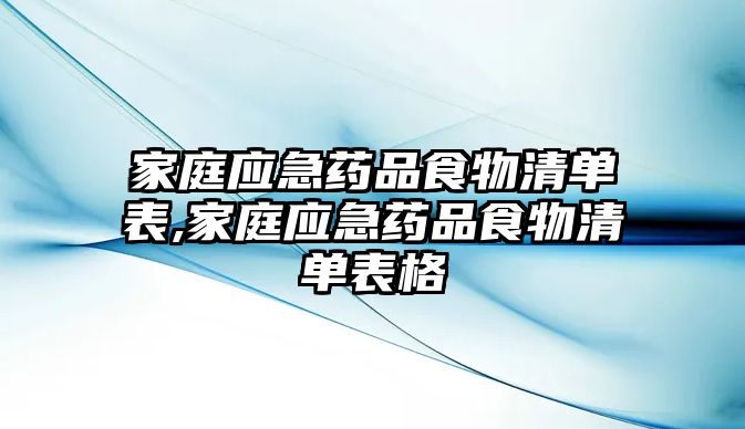 家庭應急藥品食物清單表,家庭應急藥品食物清單表格