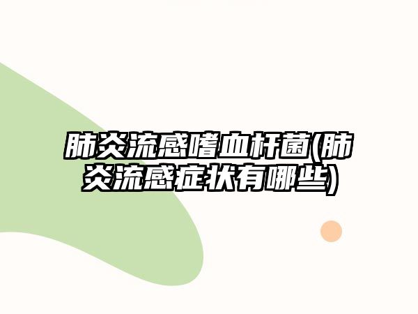 肺炎流感嗜血桿菌(肺炎流感癥狀有哪些)