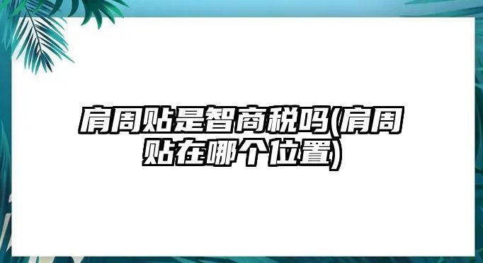 肩周貼是智商稅嗎(肩周貼在哪個位置)