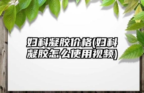 婦科凝膠價格(婦科凝膠怎么使用視頻)