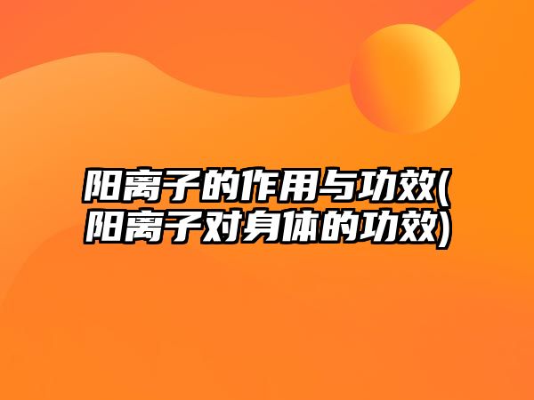 陽離子的作用與功效(陽離子對身體的功效)