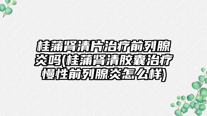 桂蒲腎清片治療前列腺炎嗎(桂蒲腎清膠囊治療慢性前列腺炎怎么樣)