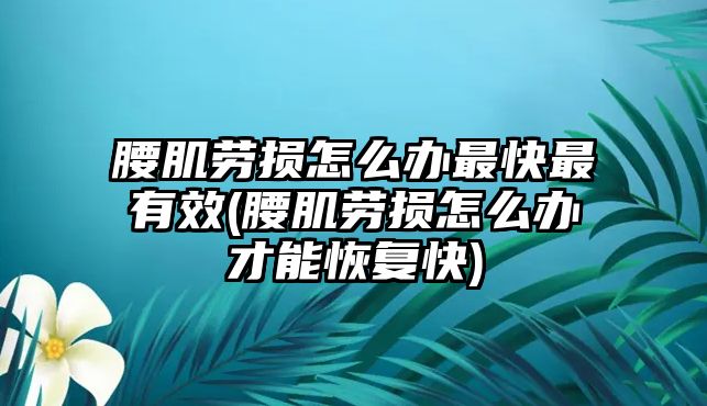 腰肌勞損怎么辦最快最有效(腰肌勞損怎么辦才能恢復快)