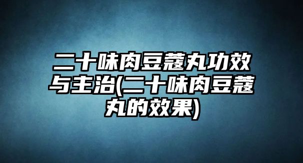 二十味肉豆蔻丸功效與主治(二十味肉豆蔻丸的效果)