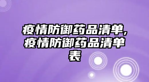 疫情防御藥品清單,疫情防御藥品清單表